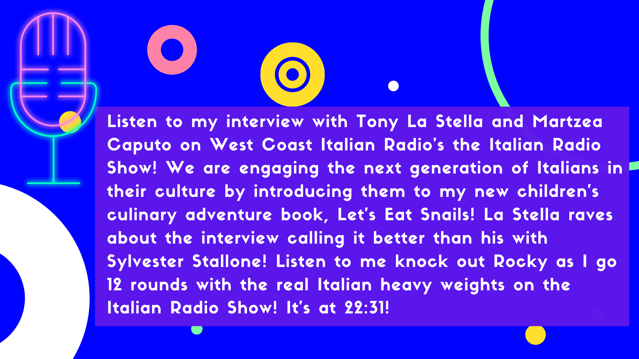West Coast Italian Radio Show Interview